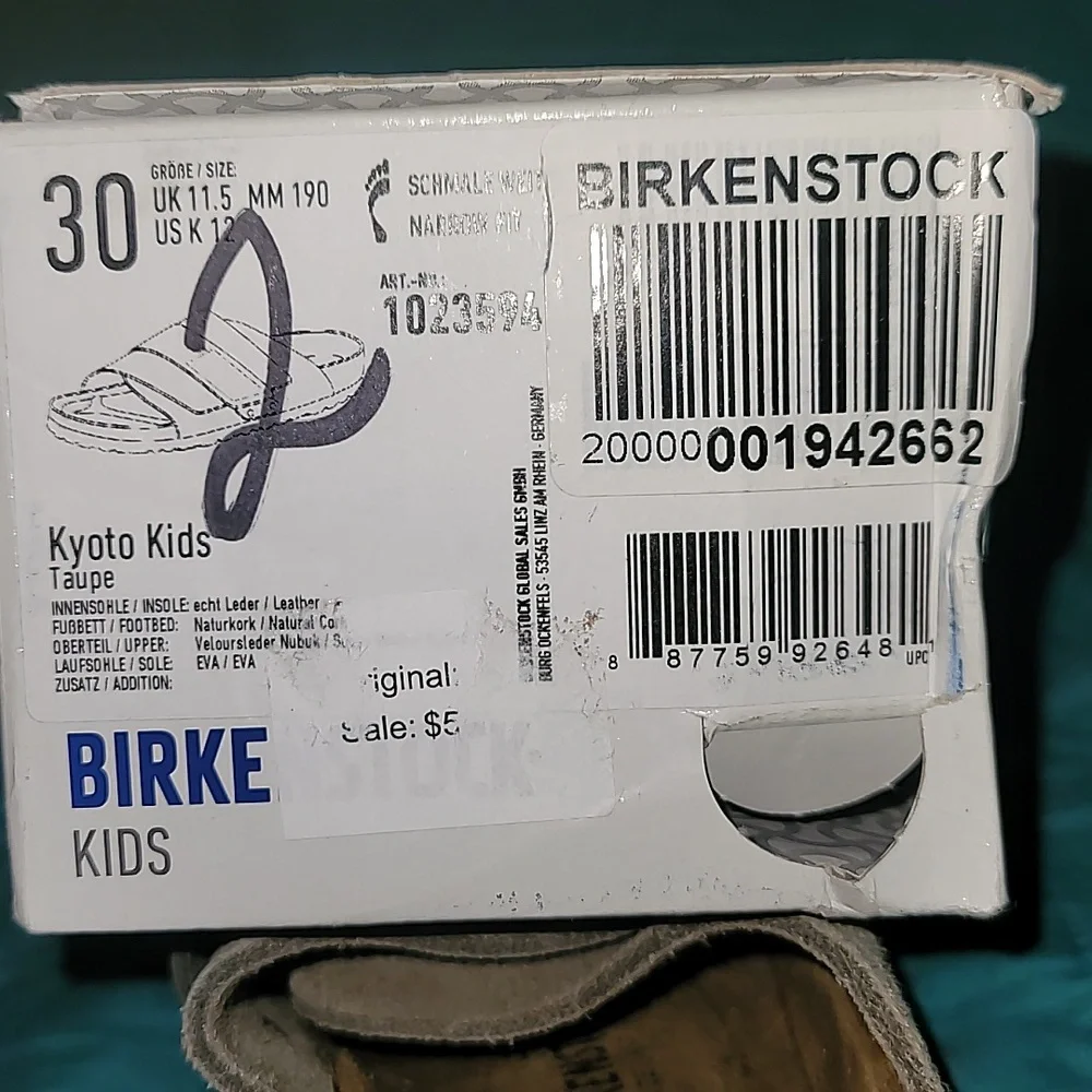 Birkenstock Kyoto Kid's - Taupe - 30 Narrow - New In Box Boys Or‎ Girls US 12